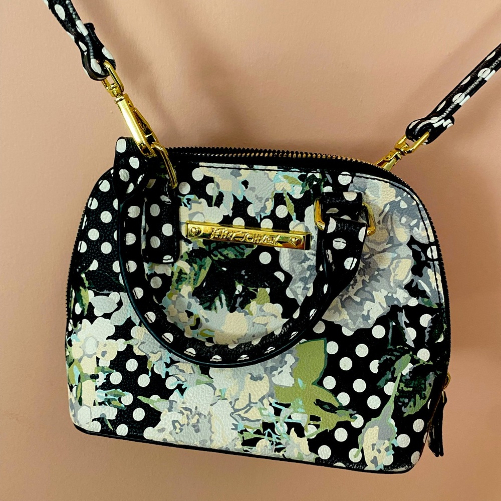 BetseyJohnson crossbody floral purse handbag purse zipper new small